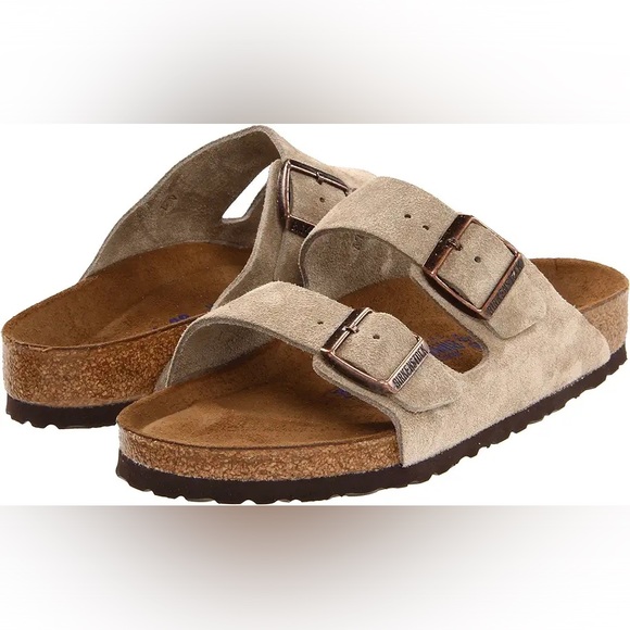 Birkenstock Shoes - Nearly New with Box & Tags Birkenstock Arizona Suede Slides - Taupe 38